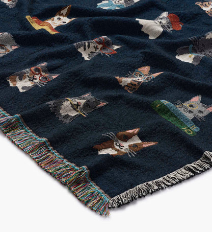 Woven Blanket - Studious Cats