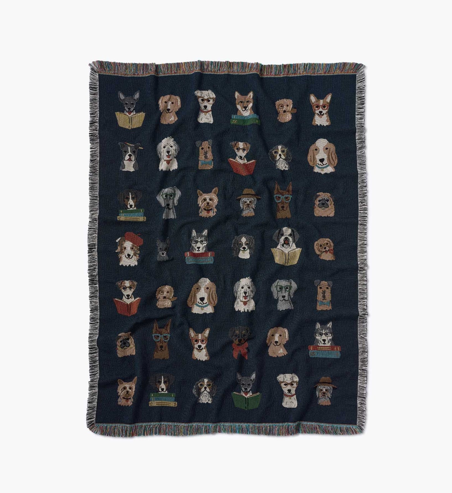 Woven Blanket - Studious Dogs - Woven Cotton Blanket