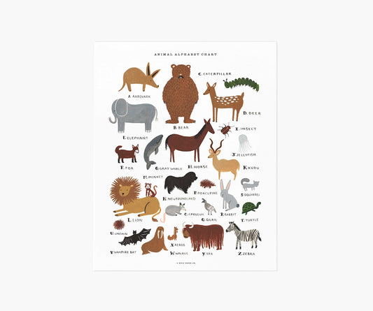 Animal Alphabet Chart Art Print - Premium Design Accessory