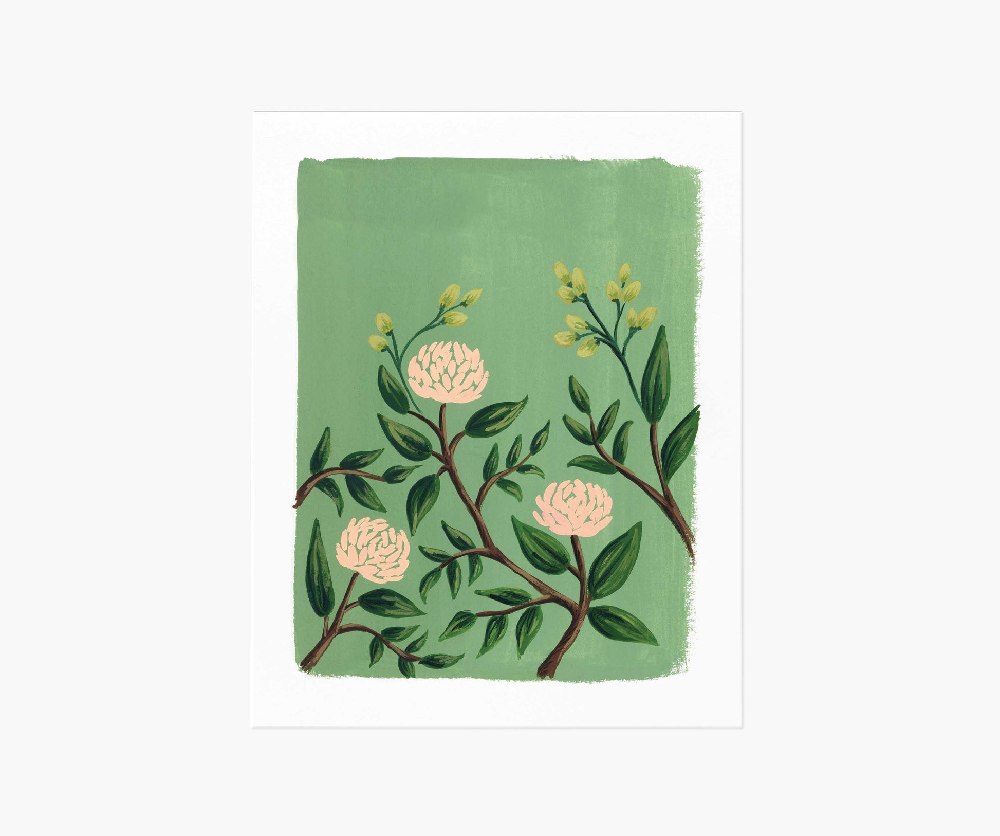 Painted Peonies Emerald Art Print - Premium Design Accessory
