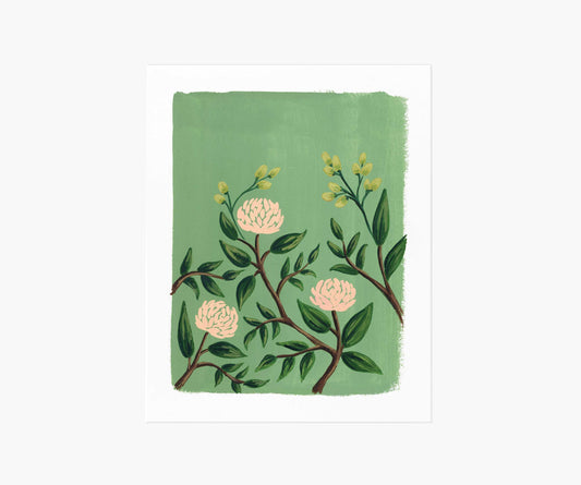 Painted Peonies Emerald Art Print - Premium Design Accessory
