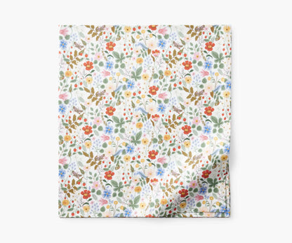 Percale Flat Sheet - Strawberry Fields White - Premium Design Accessory