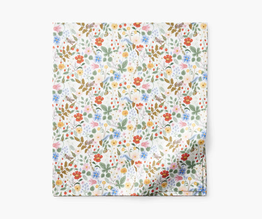 Percale Flat Sheet - Strawberry Fields White - Premium Design Accessory
