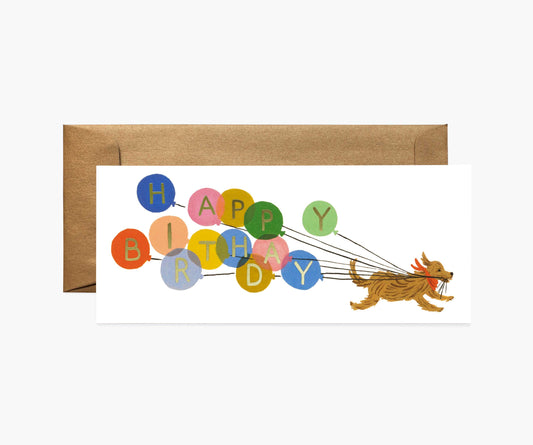 Birthday Balloon Money Holder Birthday Card - Single Card - Greeting Card with Envelope