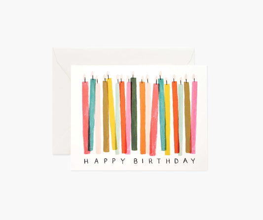 Birthday Candles Birthday Card - Single Card - Greeting Card with Envelope