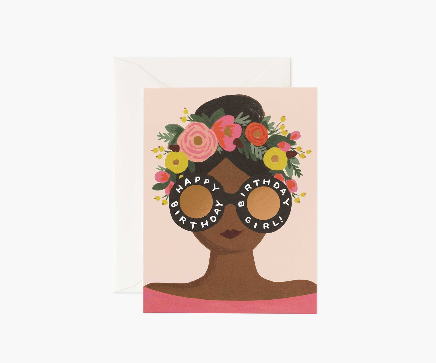 Flower Crown Birthday Girl Birthday Card - Single Card - Greeting Card with Envelope