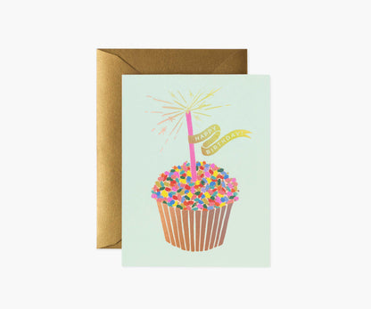 Cupcake Birthday Card - Single Card - Greeting Card with Envelope
