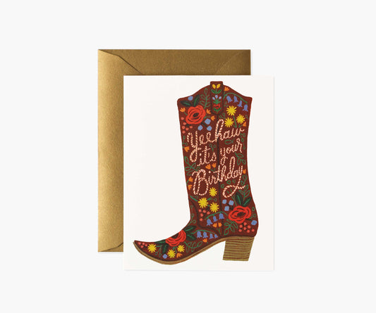 Birthday Boot Birthday Card - Single Card - Greeting Card with Envelope