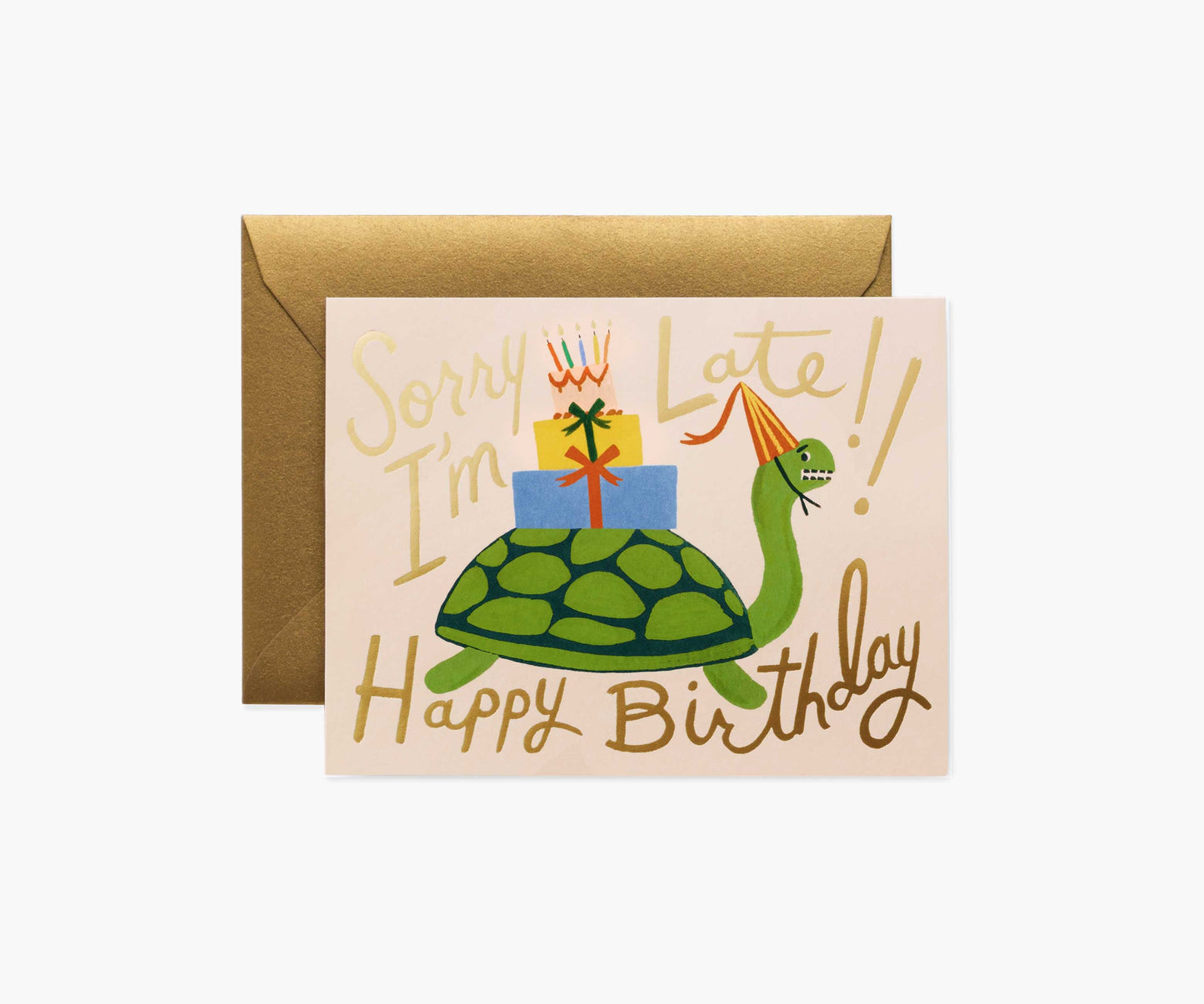 Turtle Belated Birthday Card - Single Card - Greeting Card with Envelope