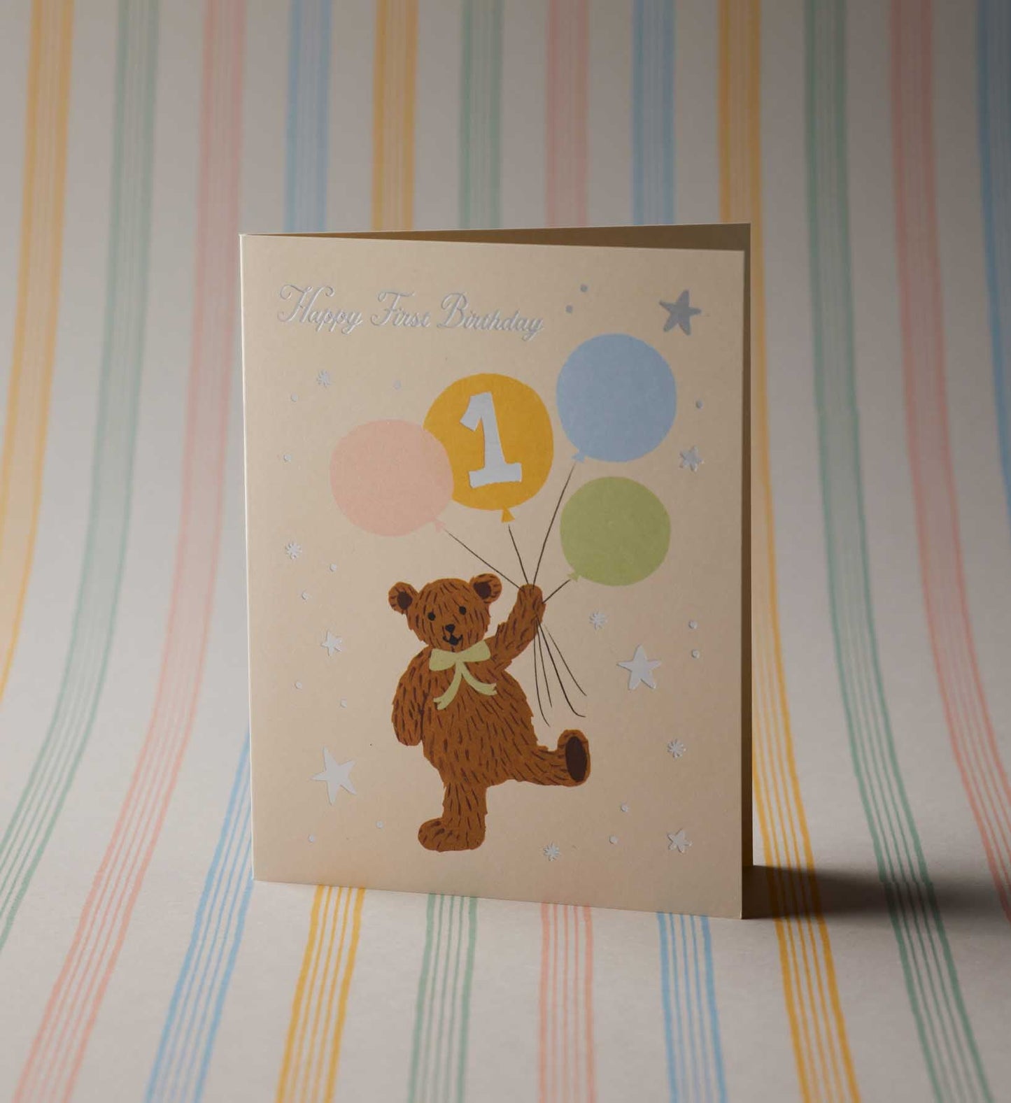 First Birthday Bear Birthday Card - Single Card