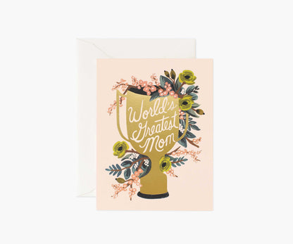 World's Greatest Mom Mother's Day Card - Single Card - Greeting Card with Envelope