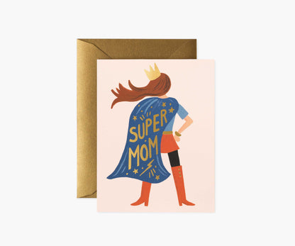 Super Mom Mother's Day Card - Single Card - Greeting Card with Envelope