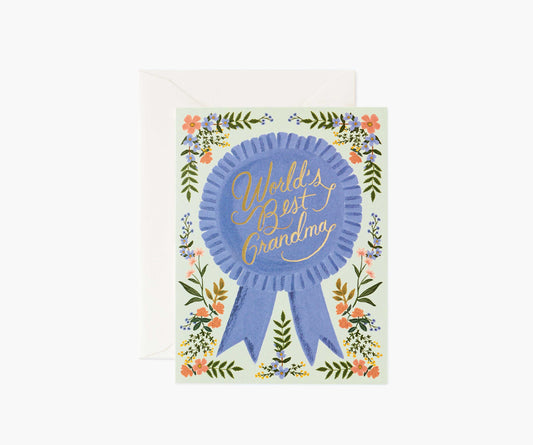 World's Best Grandma Mother's Day Card - Single Card - Greeting Card with Envelope