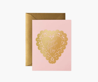 Doily Valentine's Day Card - Single Card - Greeting Card with Envelope