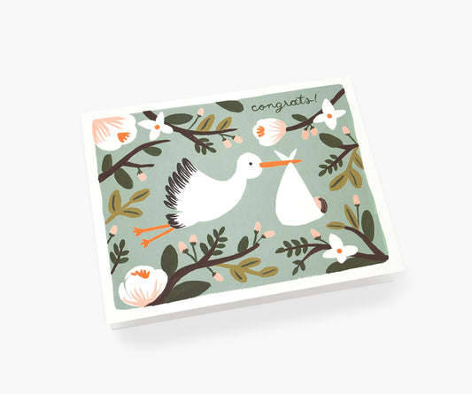 Congrats Stork Baby Card - Single Card