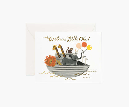 Noah's Ark Baby Card - Single Card - Greeting Card with Envelope