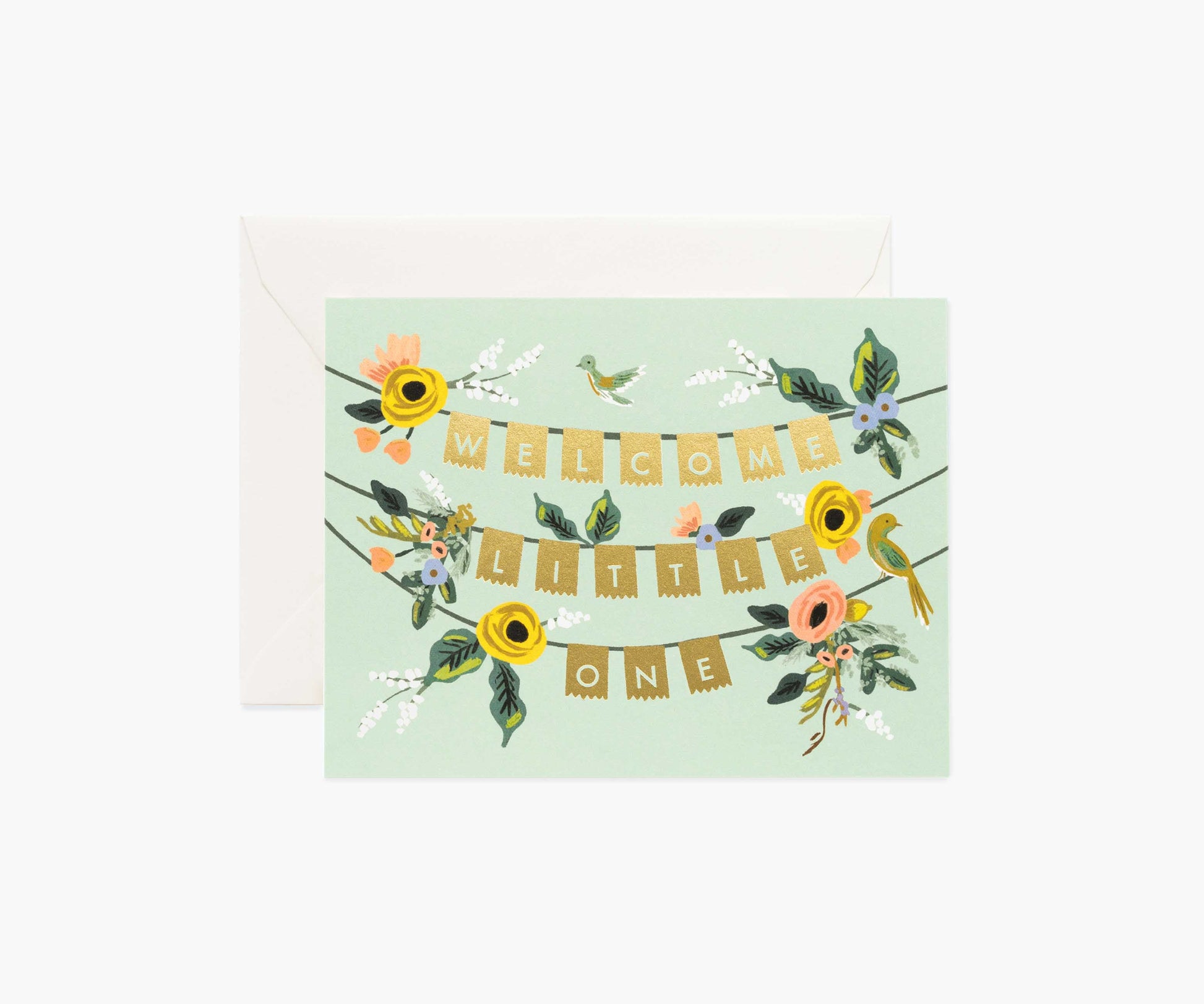 Welcome Garland Baby Card - Single Card - Greeting Card with Envelope