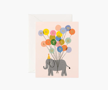 Welcome Elephant Baby Card - Single Card - Greeting Card with Envelope