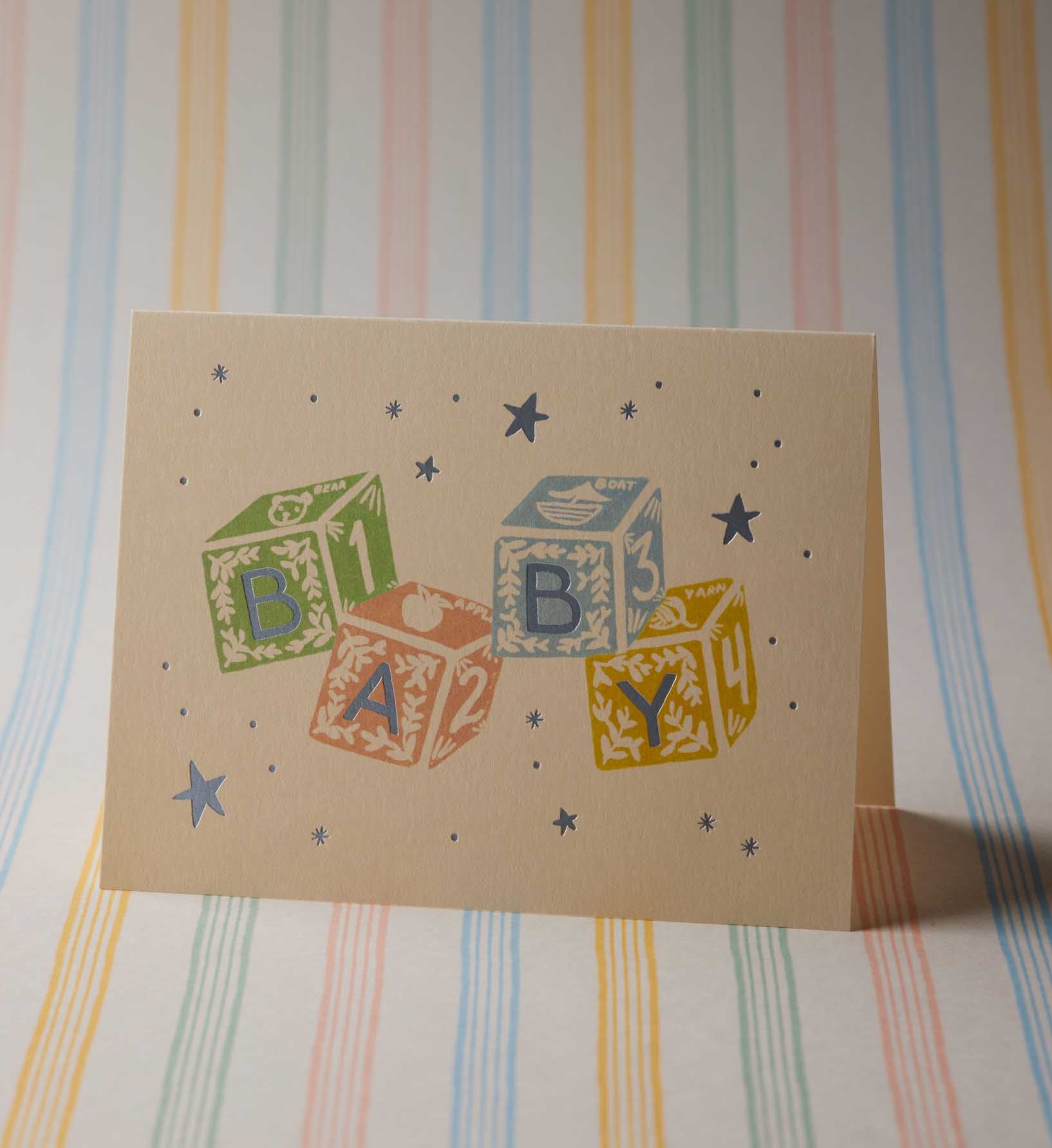 Classic Baby Blocks Baby Card - Single Card