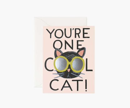 Cool Cat Love & Friendship Card - Single Card - Greeting Card with Envelope