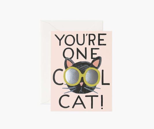 Cool Cat Love & Friendship Card - Single Card - Greeting Card with Envelope