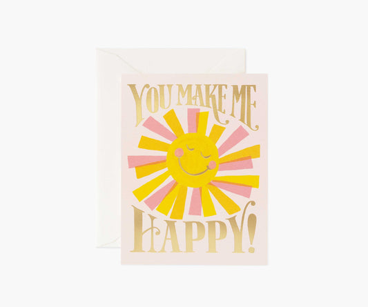 You Make Me Happy Love & Friendship Card - Single Card - Greeting Card with Envelope