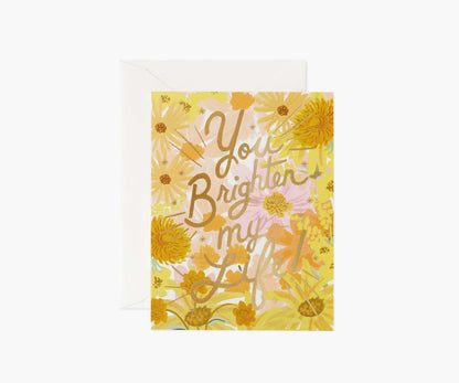 You Brighten My Life Love & Friendship Card - Single Card - Greeting Card with Envelope