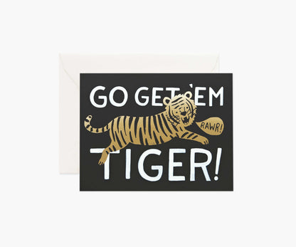 Go Get 'Em Tiger Encouragement Card - Single Card - Greeting Card with Envelope