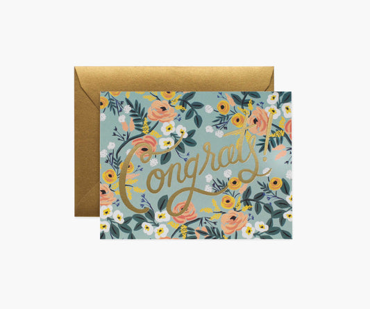 Blue Meadow Congrats Card - Single Card - Greeting Card with Envelope