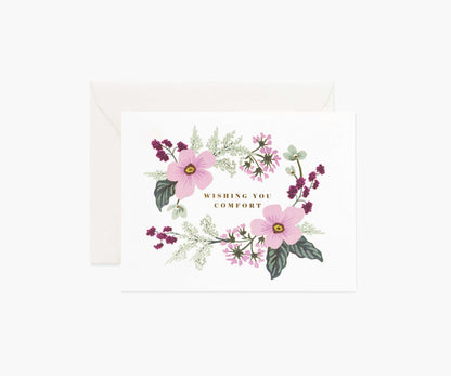 Wishing You Comfort Bouquet Sympathy Card - Single Card - Greeting Card with Envelope