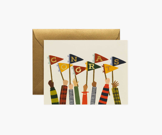 Congrats Pennants Congrats Card - Single Card - Retractable Gel Pens