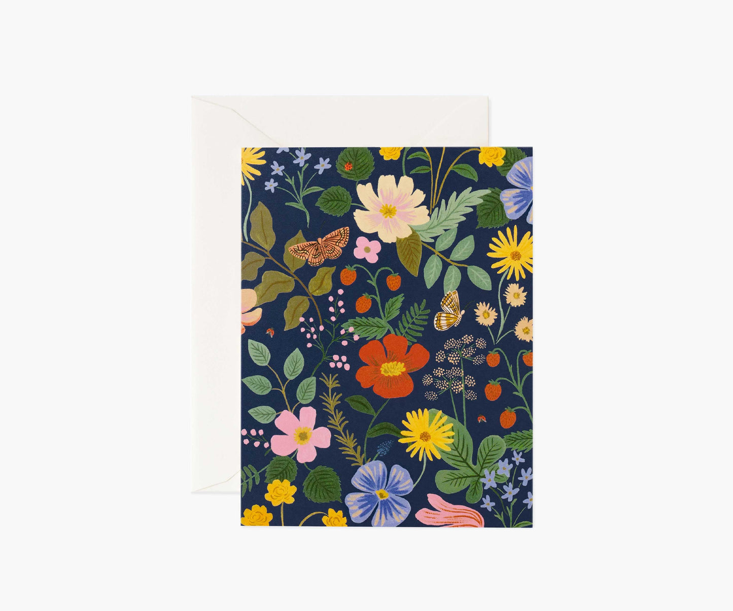 Strawberry Fields Navy Everyday Card - Single Card - Greeting Card with Envelope