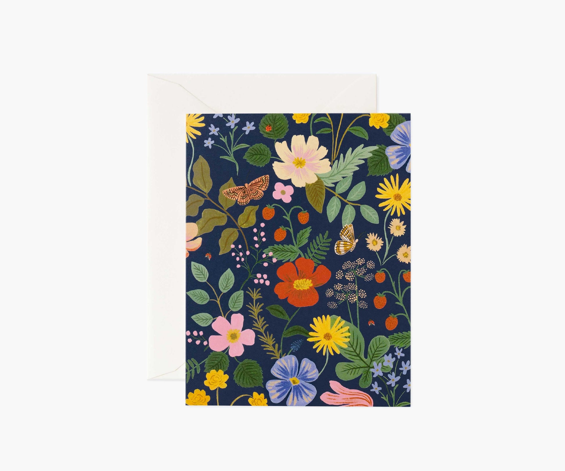 Strawberry Fields Navy Everyday Card - Single Card - Greeting Card with Envelope
