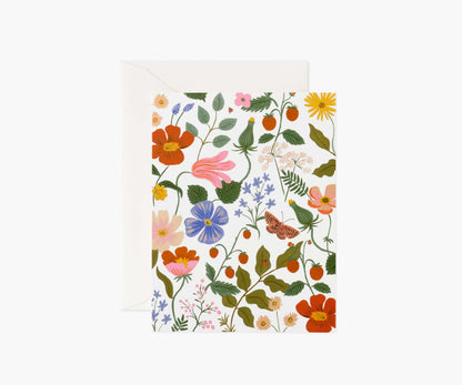 Strawberry Fields Cream Everyday Card - Single Card - Greeting Card with Envelope