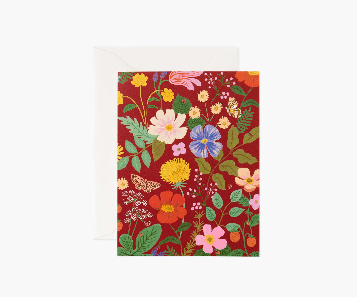 Strawberry Fields Red Everyday Card - Single Card - Greeting Card with Envelope