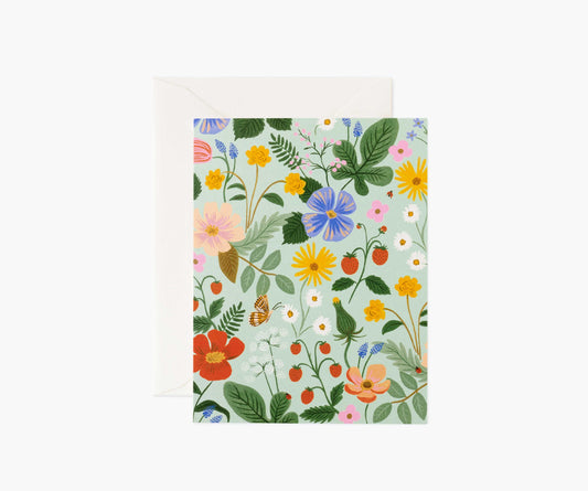 Strawberry Fields Mint Everyday Card - Single Card - Greeting Card with Envelope