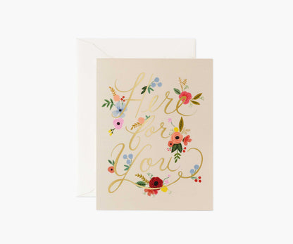Floral Here for You Sympathy Card - Single Card - Greeting Card with Envelope