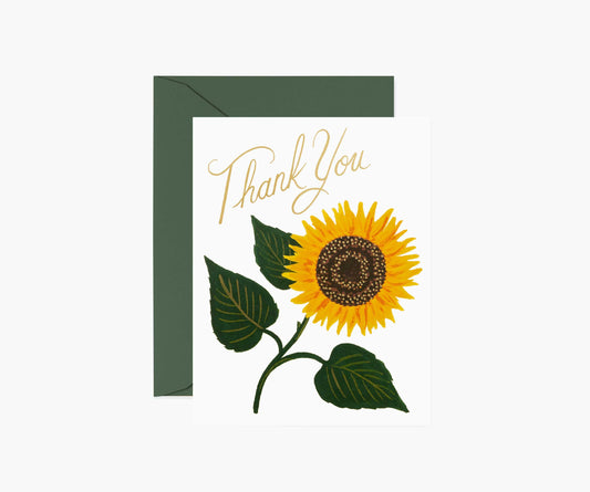 Sunflower Thank You Card - Single Card - Greeting Card with Envelope