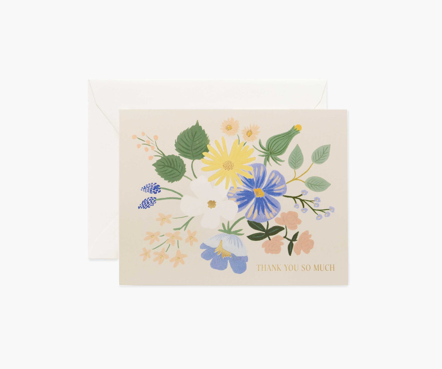 Garden Party Blue Thank You Card - Single Card - Greeting Card with Envelope
