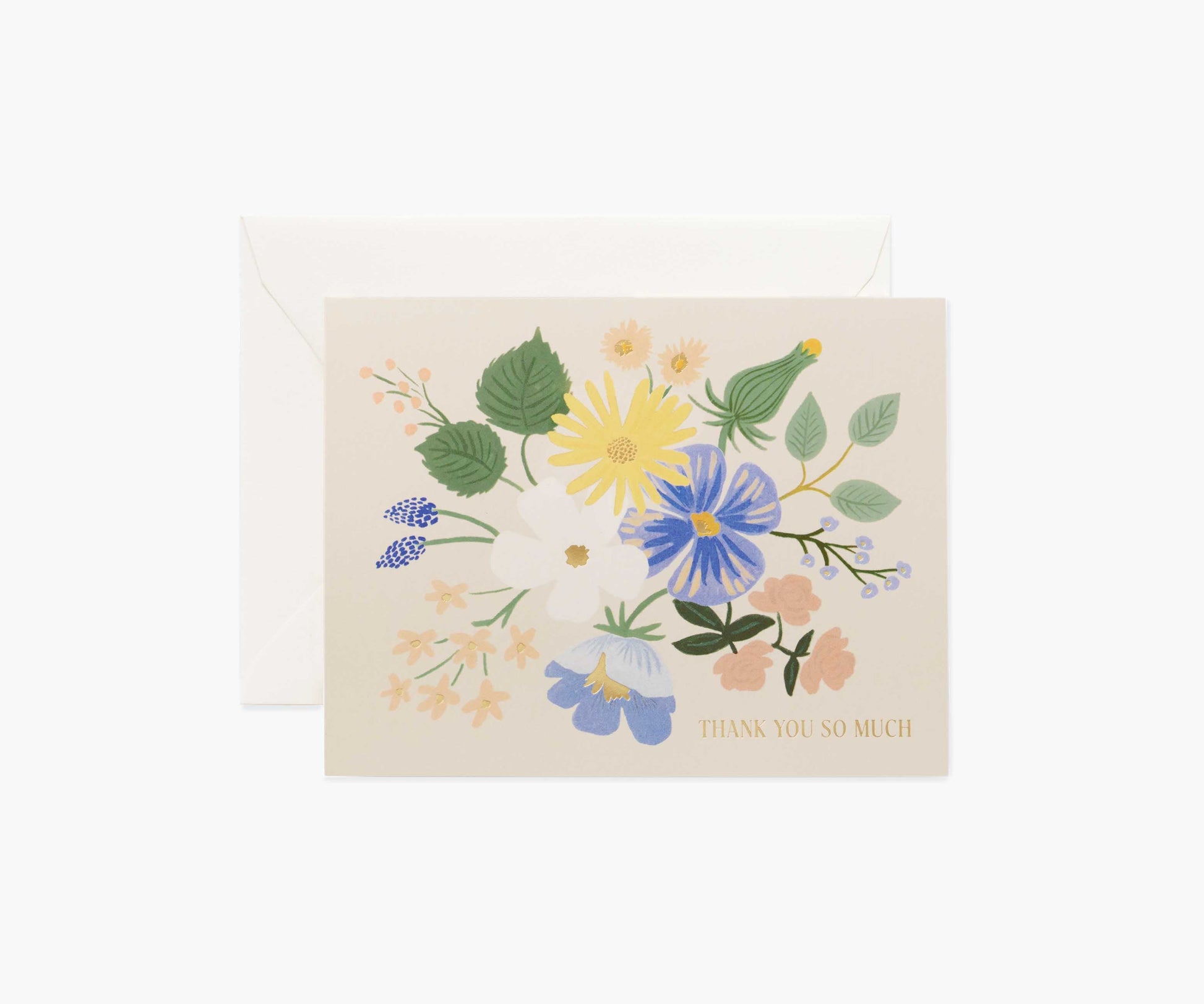 Garden Party Blue Thank You Card - Single Card - Greeting Card with Envelope