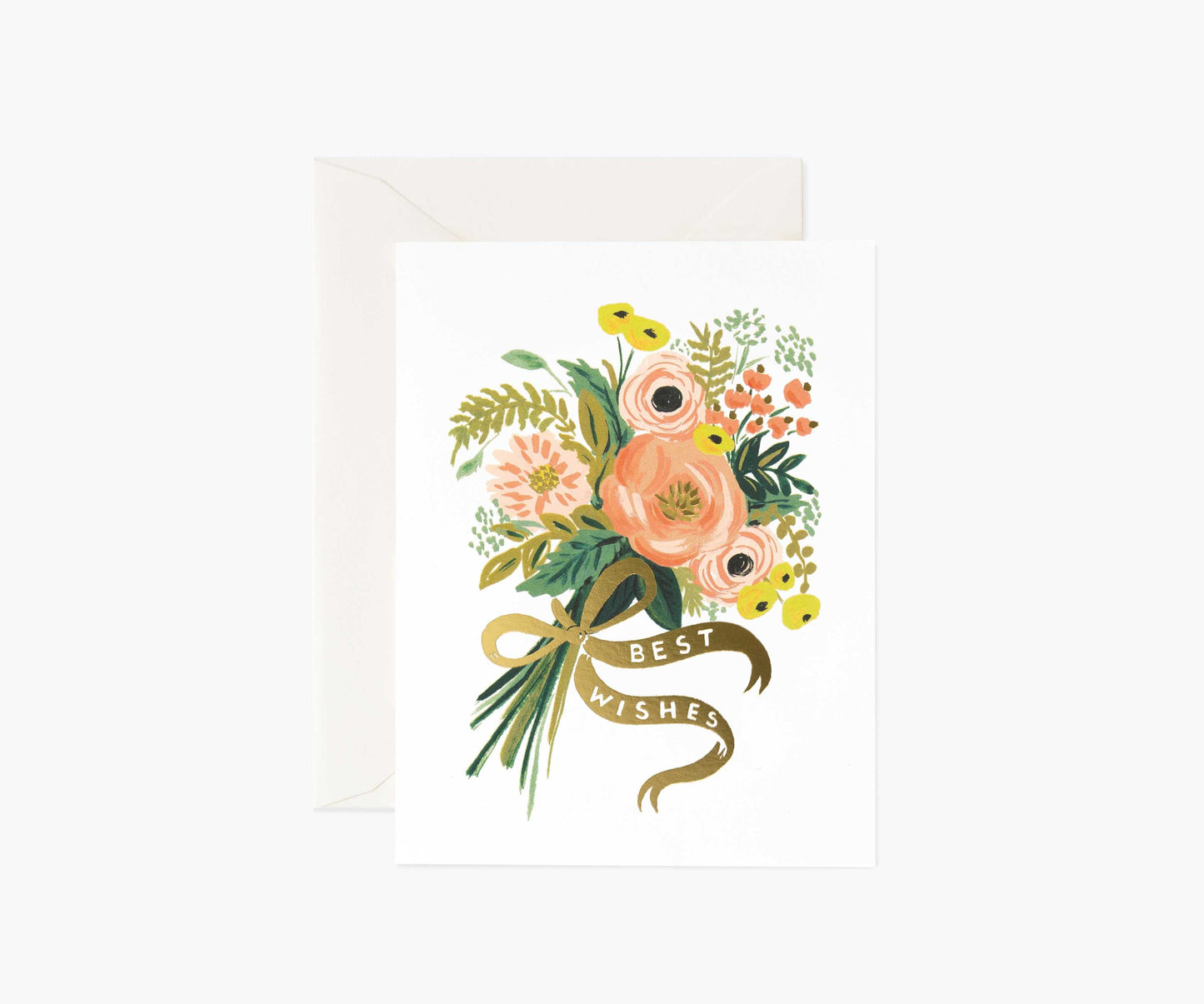 Best Wishes Bouquet Wedding Card - Single Card - Greeting Card with Envelope
