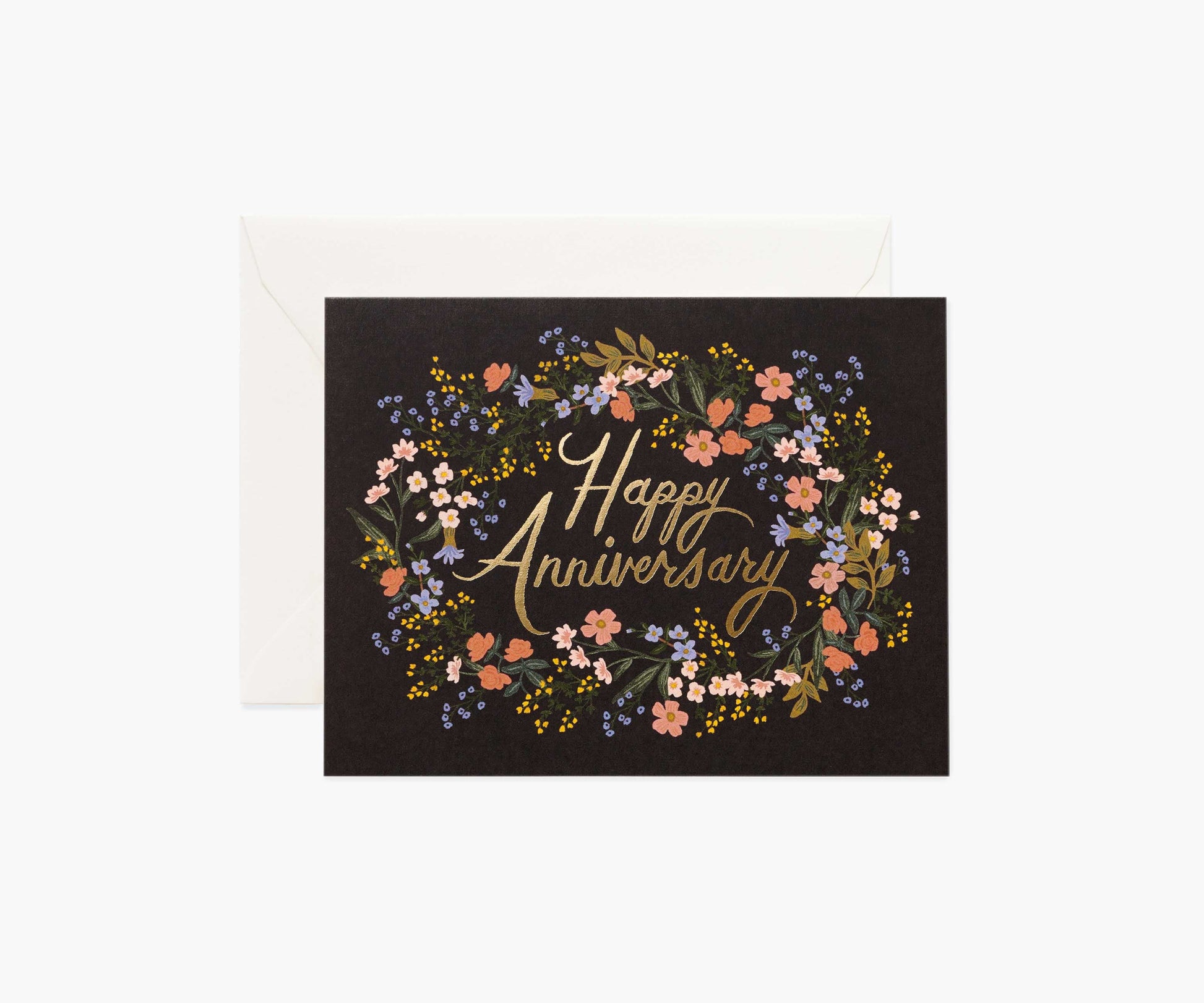 Anniversary Wreath Anniversary Card - Single Card - Greeting Card with Envelope