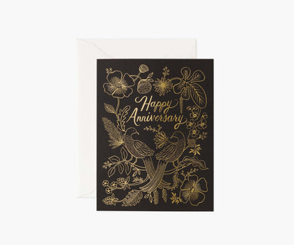 Love Birds Anniversary Card - Single Card - Greeting Card with Envelope