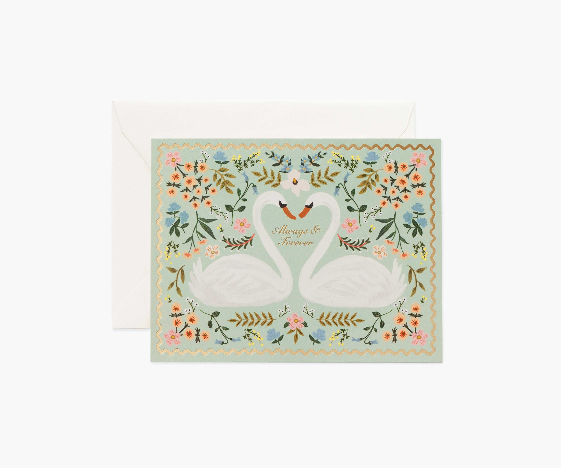 Always & Forever Swans Wedding Card - Single Card - Greeting Card with Envelope