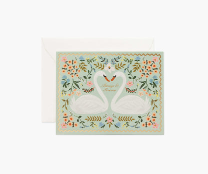 Always & Forever Swans Wedding Card - Single Card - Greeting Card with Envelope
