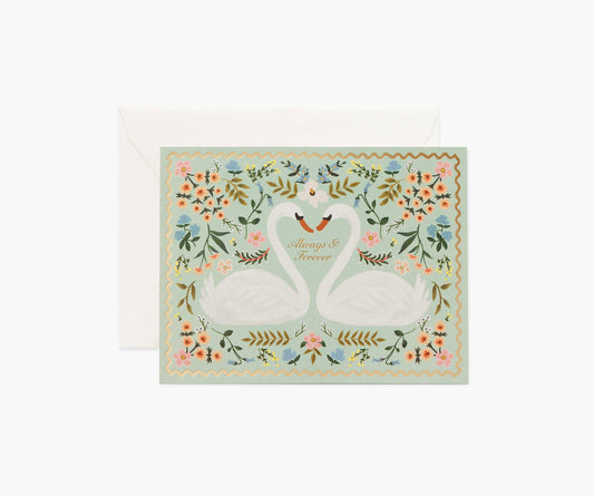 Always & Forever Swans Wedding Card - Single Card - Greeting Card with Envelope