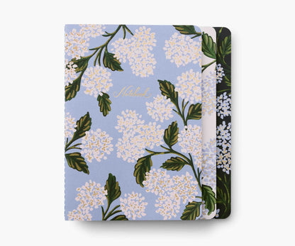 Stitched Notebook Set - Hydrangea - Lined Notebook Journal