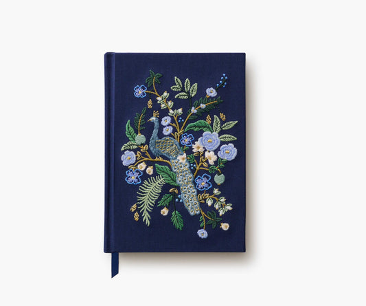 Embroidered Journal - Peacock - Lined Notebook Journal