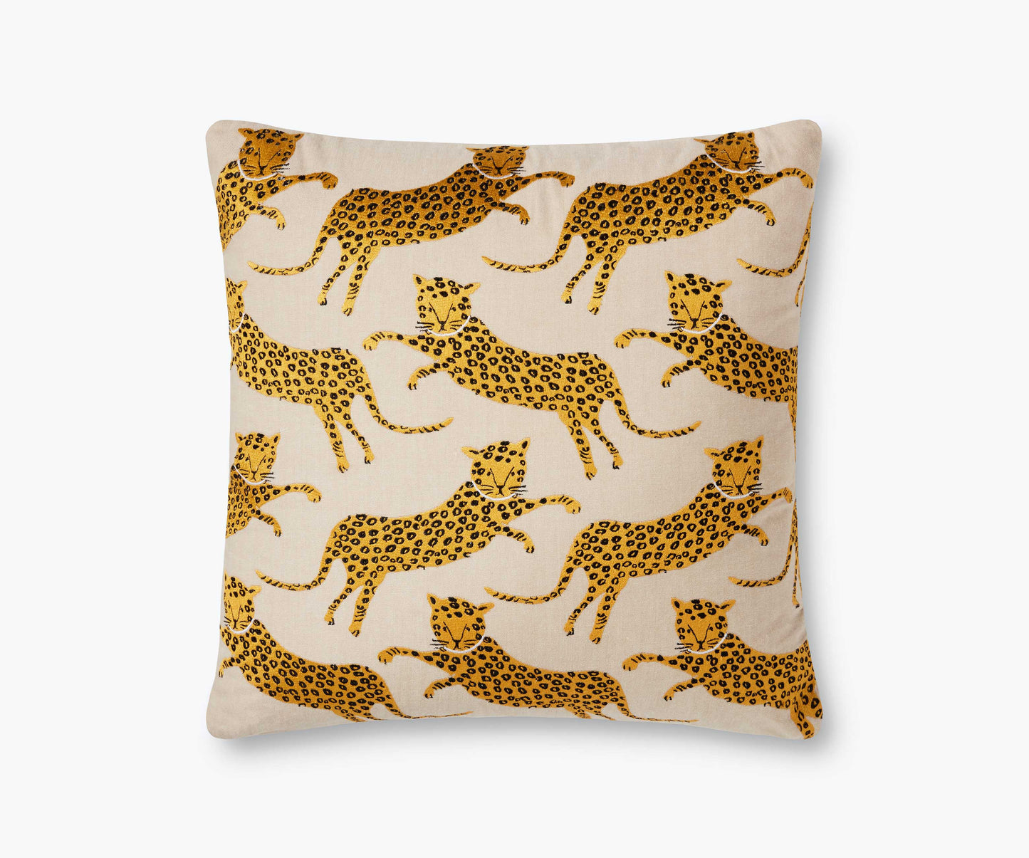 Leap of Leopards Embroidered Pillow - Metallic Gold - Embroidered Throw Pillow