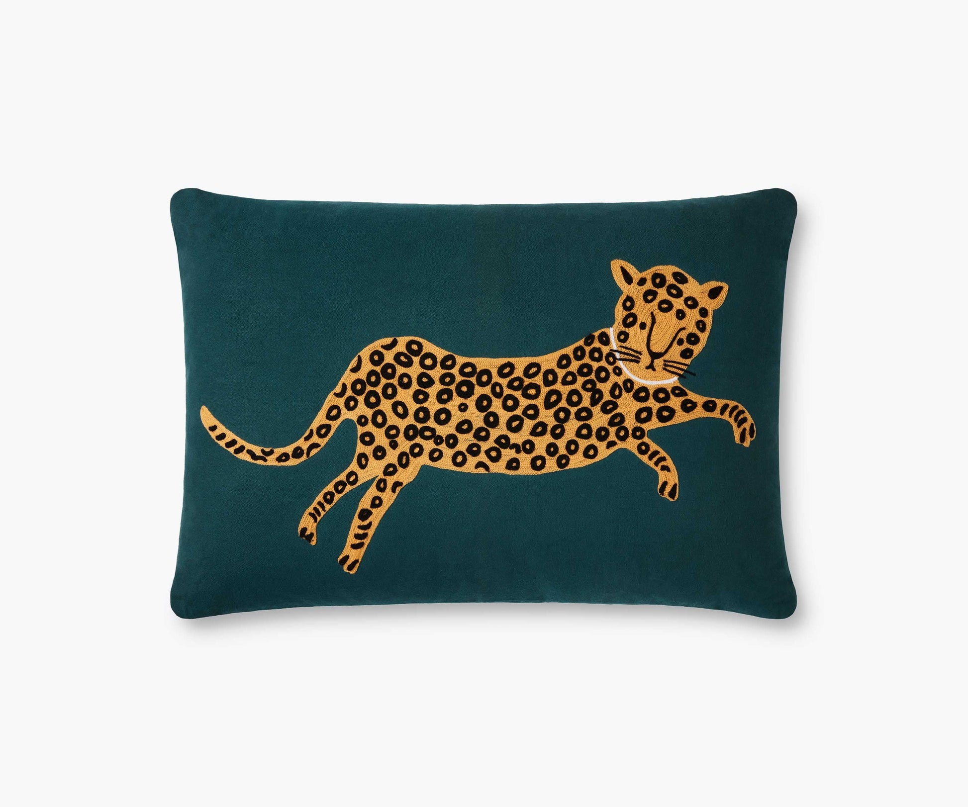 Leopard Embroidered Pillow - Metallic Gold - Embroidered Throw Pillow
